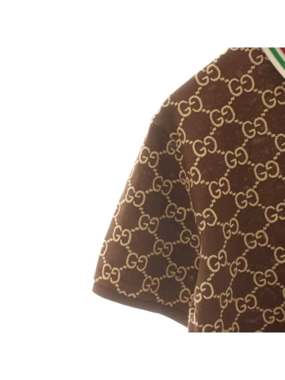 Gucci GG Pattern Polo Shirt Short Sleeve Embroidery S Brown